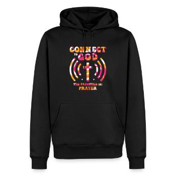 Verbunden Mit Gott, Passwort, Gebet. - Männer Premium Bio Hoodie - Schwarz - Vorne - Nico (187cm)