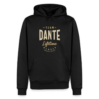 Nom personnalisé du membre à vie de l’équipe Dante - Sweat à capuche Premium bio Homme - noir - Devant - Nico (187cm)