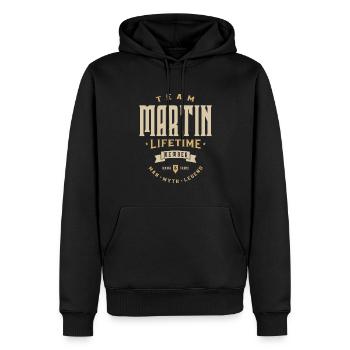 Nom personnalisé du membre à vie de l’équipe Martin - Sweat à capuche Premium bio Homme - noir - Devant - Nico (187cm)