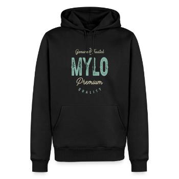 Genuine Mylo Funny Personalized Name - Men’s Premium Organic Hoodie - black - Front - Nico (187cm)