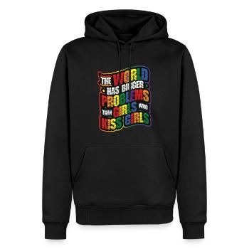 Des problèmes plus graves que les filles, les filles homosexuelles - Sweat à capuche Premium bio Homme - noir - Devant - Nico (187cm)
