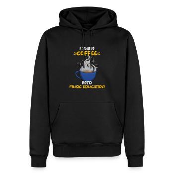Je transforme le café en professeur de musique d’éducation musicale - Sweat à capuche Premium bio Homme - noir - Devant - Nico (187cm)