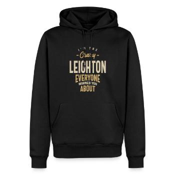 Leighton Personalized Name - Men’s Premium Organic Hoodie - black - Front - Nico (187cm)