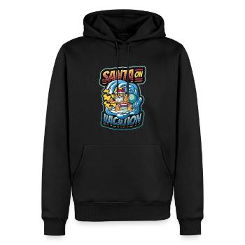 Santa On Vacation - Weihnachten Im Juli, Surfen - Männer Premium Bio Hoodie - Schwarz - Vorne - Nico (187cm)