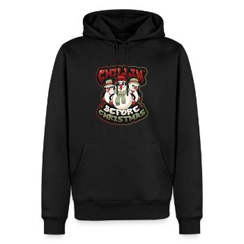Chillin Before Chrismas, Schneemann, Weihnachten - Männer Premium Bio Hoodie - Schwarz - Vorne - Nico (187cm)