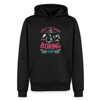 La vie est trop courte pour un ennuyeux - Sweat à capuche Premium bio Homme - noir - Devant - Nico (187cm)
