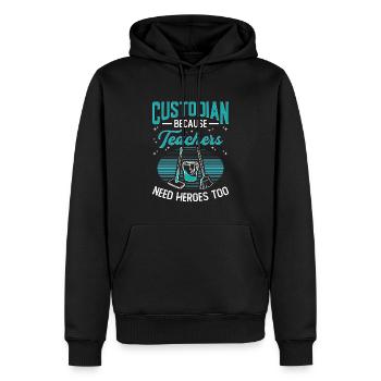Des gardiens parce que les enseignants ont aussi besoin de héros - Sweat à capuche Premium bio Homme - noir - Devant - Nico (187cm)
