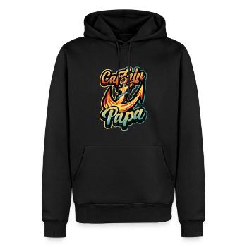 Kapitän Papa Bootfahren - Männer Premium Bio Hoodie - Schwarz - Vorne - Nico (187cm)