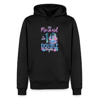 Cette sirène est maintenant 10, deux chiffres - Sweat à capuche Premium bio Homme - noir - Devant - Nico (187cm)