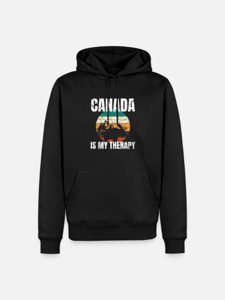 Il Canada è la mia terapia Vacanze in Canada - Felpa con cappuccio ecologica premium da uomo - nero
