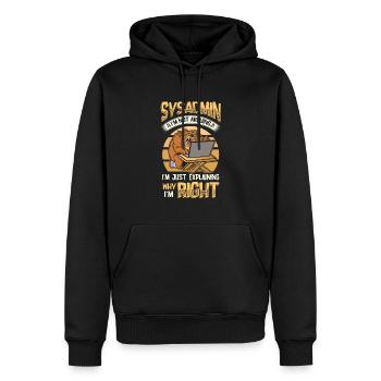 Sysadmin Ich Erkläre, Warum Ich Der Richtige bin - Männer Premium Bio Hoodie - Schwarz - Vorne - Nico (187cm)