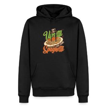 Ne soyez pas en colère, mangez des spaghettis - Sweat à capuche Premium bio Homme - noir - Devant - Nico (187cm)