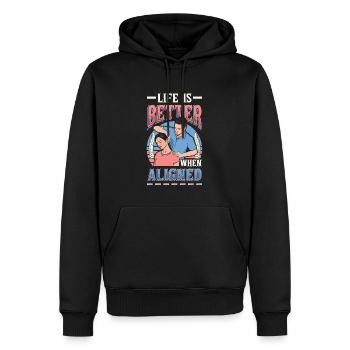 Das Leben Ist Besser, Chiropraktik - Männer Premium Bio Hoodie - Schwarz - Vorne - Nico (187cm)