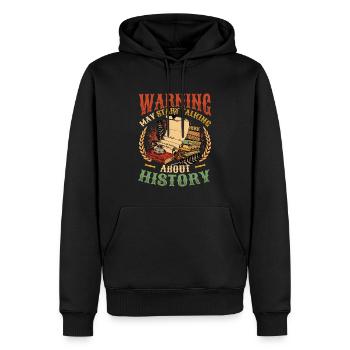 Warnung Kann Beginnen, Über Geschichte Zu Sprechen - Männer Premium Bio Hoodie - Schwarz - Vorne - Nico (187cm)