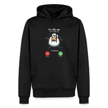 Mes brebis m’appellent - Sweat à capuche Premium bio Homme - noir - Devant - Nico (187cm)