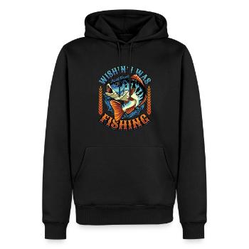 J’aimerais pêcher - Sweat à capuche Premium bio Homme - noir - Devant - Nico (187cm)