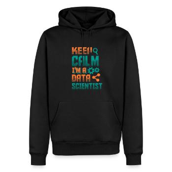 Ruhe Bewahren, Ich Bin Ein Datenwissenschaftler - Männer Premium Bio Hoodie - Schwarz - Vorne - Nico (187cm)