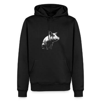 Pochoir de porc blanc et noir - Sweat à capuche Premium bio Homme - noir - Devant - Nico (187cm)