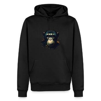 Portrait de singe chimpanzé - Sweat à capuche Premium bio Homme - noir - Devant - Nico (187cm)
