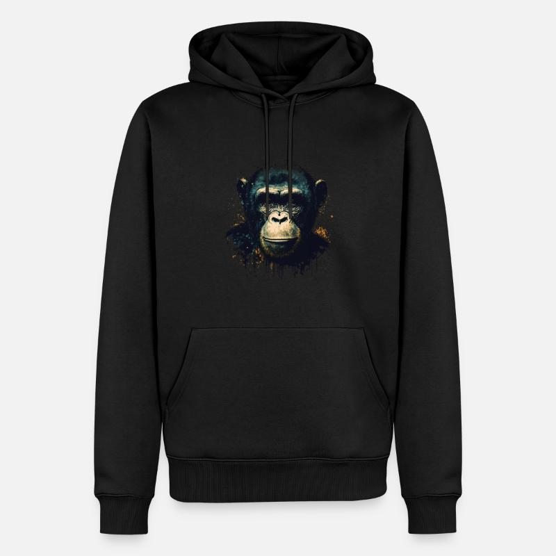 Portrait de singe chimpanzé - Sweat à capuche Premium bio Homme - noir