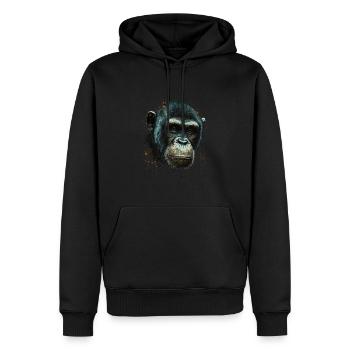 Portrait de singe chimpanzé - Sweat à capuche Premium bio Homme - noir - Devant - Nico (187cm)