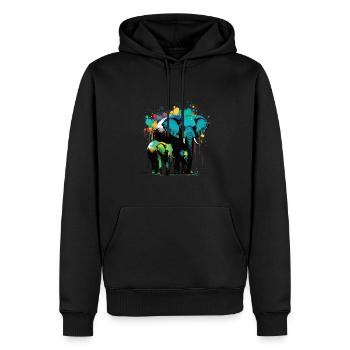 Elefanten Familie - Männer Premium Bio Hoodie - Schwarz - Vorne - Nico (187cm)