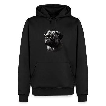 Mops-schablonen-design Weiß Und Schwarz - Männer Premium Bio Hoodie - Schwarz - Vorne - Nico (187cm)