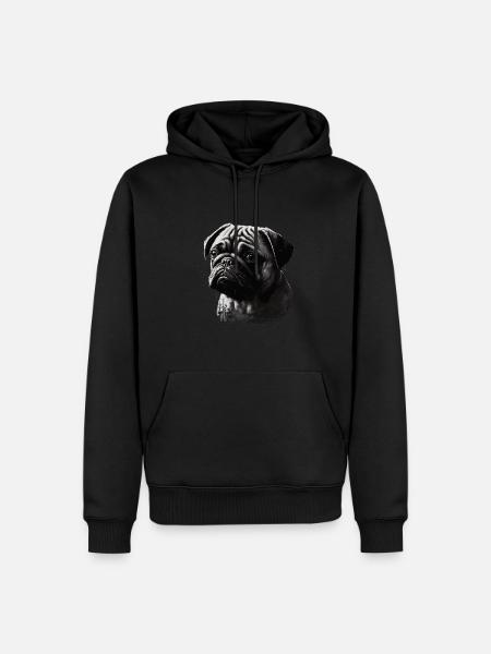 Mops-schablonen-design Weiß Und Schwarz - Männer Premium Bio Hoodie - Schwarz