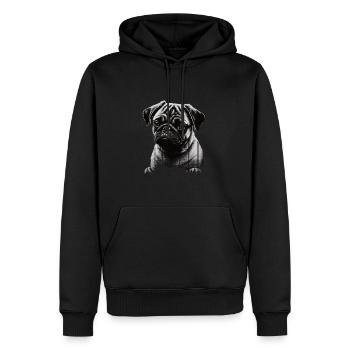Mops-schablonen-design Weiß Und Schwarz - Männer Premium Bio Hoodie - Schwarz - Vorne - Nico (187cm)