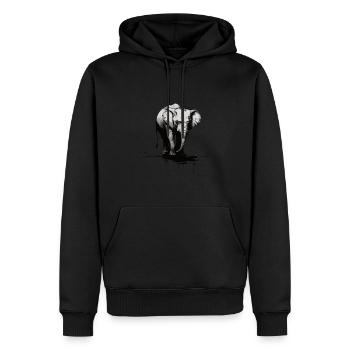 Elefant Kunstvoller Schablonendruck - Männer Premium Bio Hoodie - Schwarz - Vorne - Nico (187cm)
