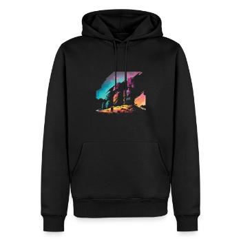 Statue de tête de Rapa Nui Moai Île de Pâques - Sweat à capuche Premium bio Homme - noir - Devant - Nico (187cm)