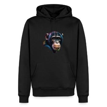Portrait de singe chimpanzé - Sweat à capuche Premium bio Homme - noir - Devant - Nico (187cm)