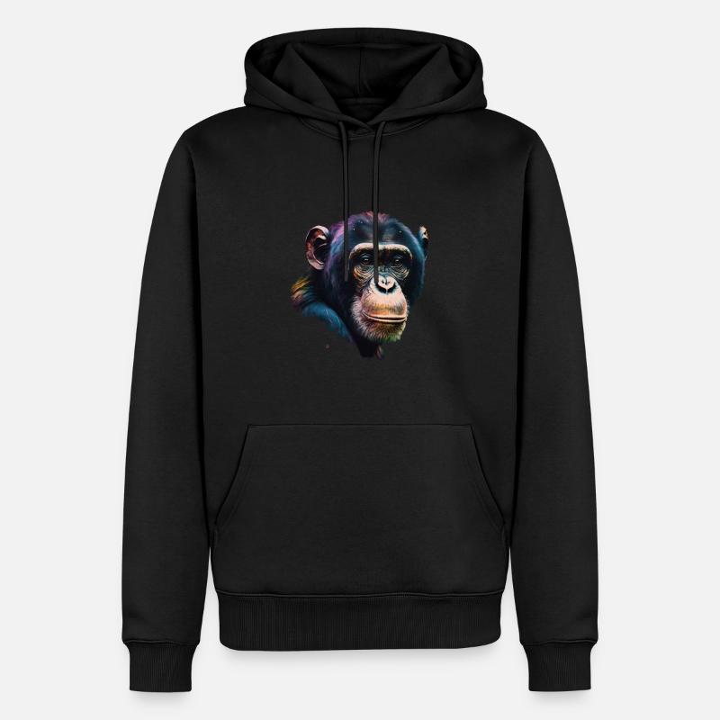 Portrait de singe chimpanzé - Sweat à capuche Premium bio Homme - noir