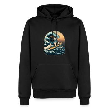 Pug Kanagawa Japanese Art - Men’s Premium Organic Hoodie - black - Front - Nico (187cm)
