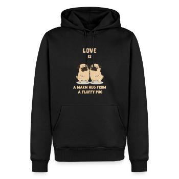 L’amour est un câlin chaleureux d’un carlin moelleux - Sweat à capuche Premium bio Homme - noir - Devant - Nico (187cm)