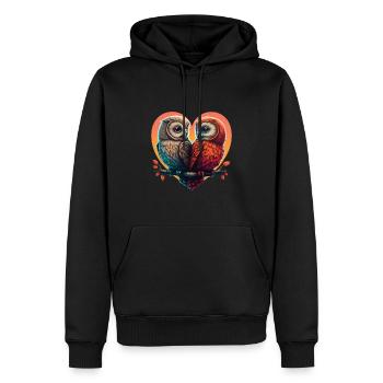 Owl Heart Valentine's Day - Men’s Premium Organic Hoodie - black - Front - Nico (187cm)