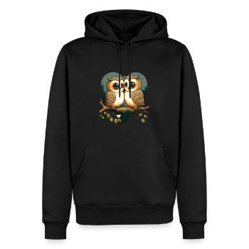 Owl Heart Valentine's Day - Men’s Premium Organic Hoodie - black - Front - Nico (187cm)