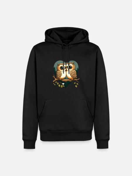 Owl Heart Valentine's Day - Men’s Premium Organic Hoodie - black
