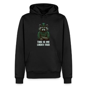 This is my lucky Face Raccoon St. Patty - Männer Premium Bio Hoodie - Schwarz - Vorne - Nico (187cm)