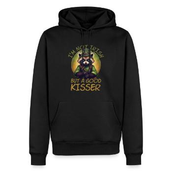 I'm not Irish but a good Kisser Raccoon St. Patty - Männer Premium Bio Hoodie - Schwarz - Vorne - Nico (187cm)