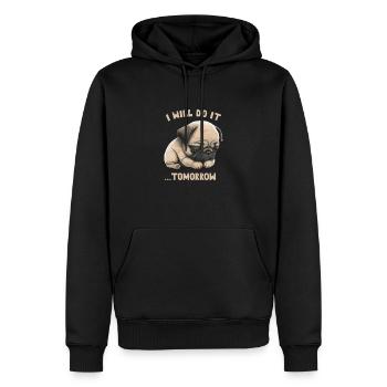 Je le ferai demain - Sweat à capuche Premium bio Homme - noir - Devant - Nico (187cm)