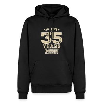 Funny 35th Birthday Age 35 Years Old - Men’s Premium Organic Hoodie - black - Front - Nico (187cm)