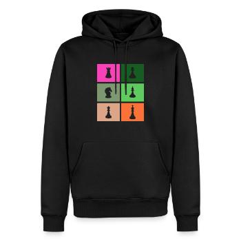 Pièces d’échecs - Sweat à capuche Premium bio Homme - noir - Devant - Nico (187cm)