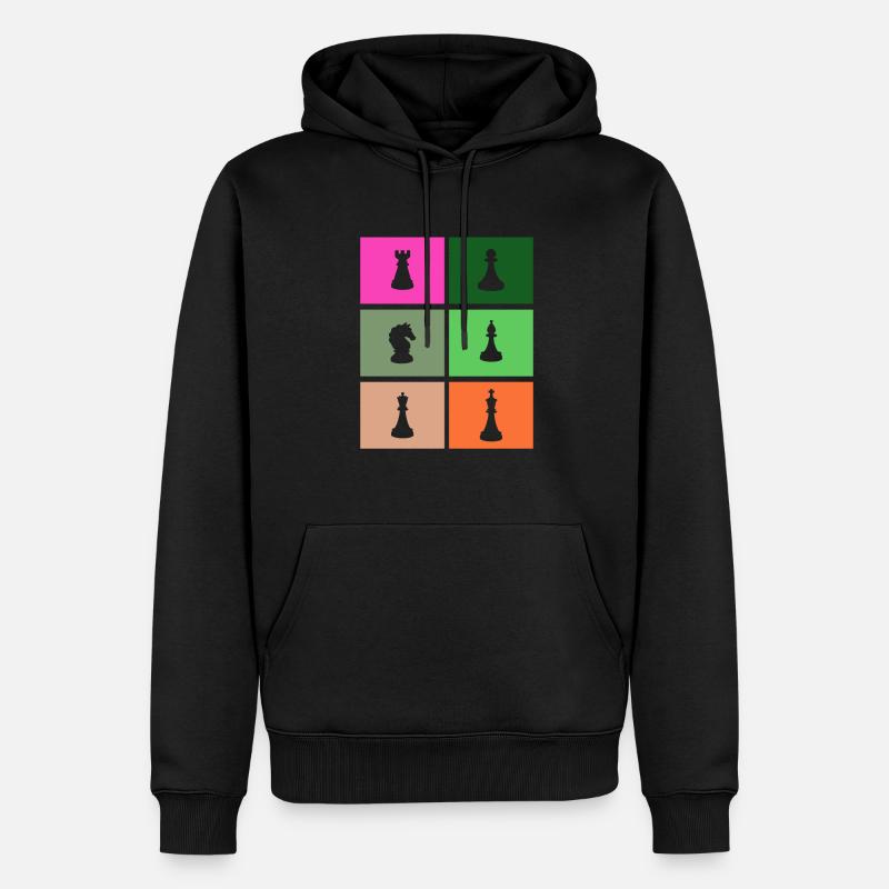 Pièces d’échecs - Sweat à capuche Premium bio Homme - noir