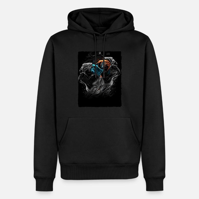 Portrait de carlin - Sweat à capuche Premium bio Homme - noir