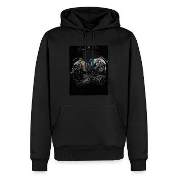Portrait de carlin - Sweat à capuche Premium bio Homme - noir - Devant - Nico (187cm)