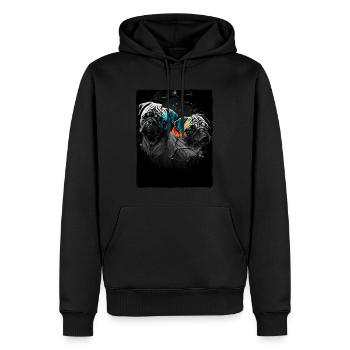 Portrait de carlin - Sweat à capuche Premium bio Homme - noir - Devant - Nico (187cm)