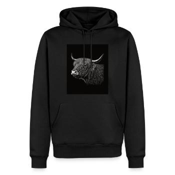 Schottisches Hochlandrind Porträt - Männer Premium Bio Hoodie - Schwarz - Vorne - Nico (187cm)