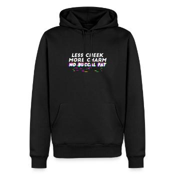 Moins de joue, plus de charme, pas de graisse buccale - Sweat à capuche Premium bio Homme - noir - Devant - Nico (187cm)