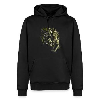Schneeleopard - Männer Premium Bio Hoodie - Schwarz - Vorne - Nico (187cm)